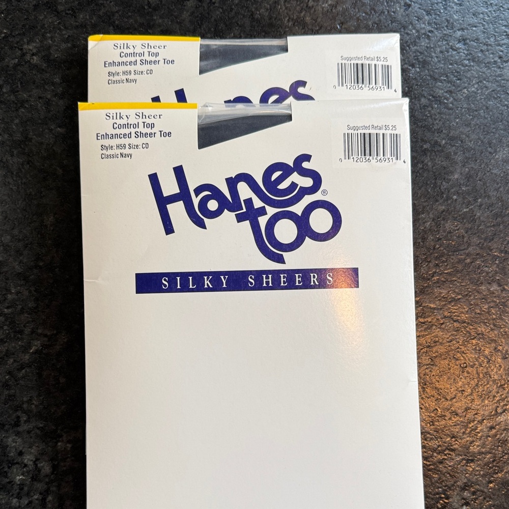 😊Hanes Too Silky Sheers - Classic Navy. 2 pair